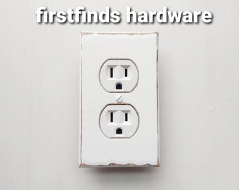 Shiplap Distressed White Wood Outlet Plug Plate Shabby Chic Painted Rustic Farmhouse Electrical Cover  Screws Included (ONLY 9 LEFT)