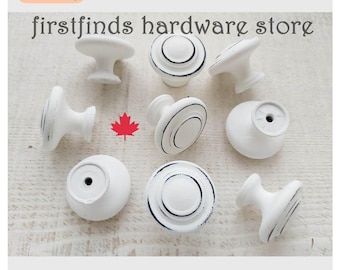 White Kitchen Knob Farmhouse Distressed Cabinet Pulls Painted Shabby Chic Furniture Hardware Dresser Drawer Cupboard Door Screw Inc 50avail