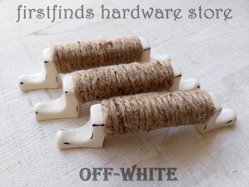 Nautical Rope Handle Beach Cottage Drawer Pull Painted White Cabinet Door Hardware Square Rustic Farmhouse 1 Screws Included 3inch Mount imagem 5