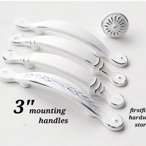 Kitchen Cabinet Handle White Distressed Blk Furniture Drawer Pull Shabby Chic Farmhouse Hardware Long Painted Metal 3inch Mount  Screws Inc.