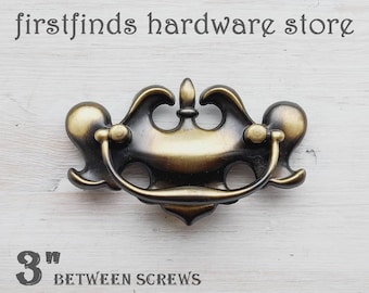 Chippendale Drawer Handles White Shabby Chic Furniture Georgian Dresser Hardware Painted Medal Swing Pull Screws Inc. 3inch Mount 14 AVAIL