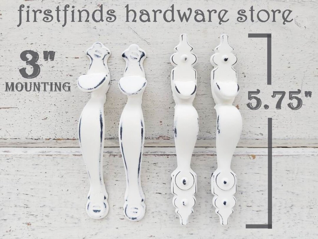 SETS OF 2 White Vertical Door Handles Kitchen Cabinet Pull Reclaimed ...