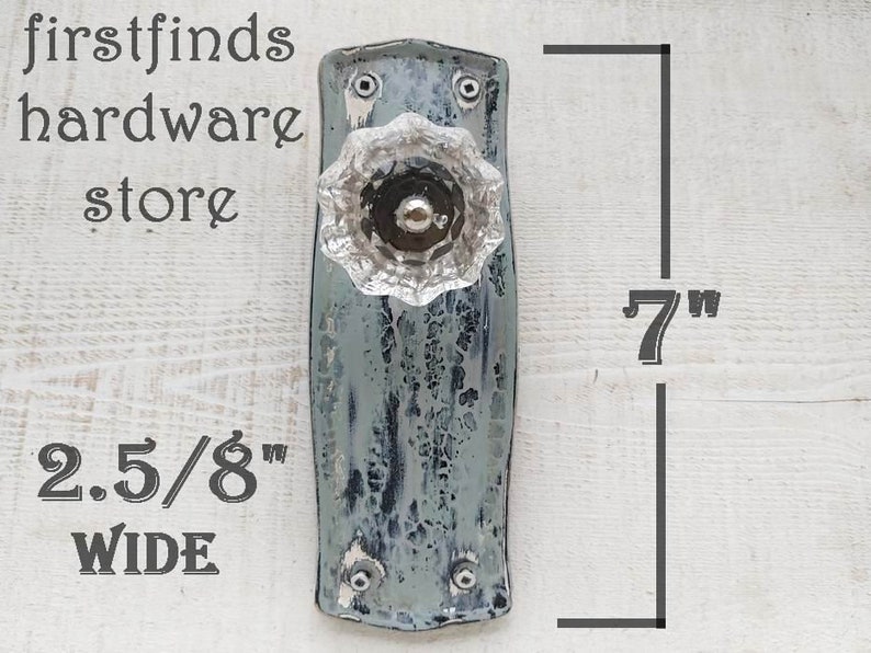 Unique Glass Cabinet Door Pull Shabby Chic Farmhouse Blue Grey image 0