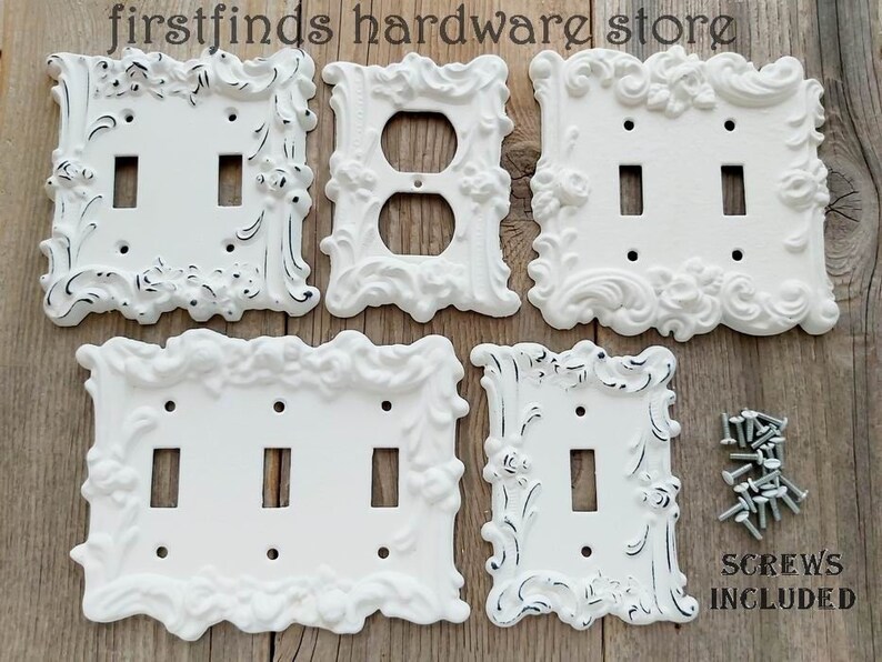 Shabby Chic White Light Switch French Farmhouse Vintage Rose Etsy