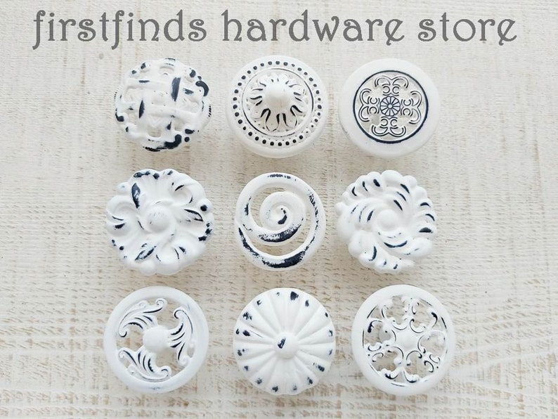 READY TO SHIP Set of 9 Knobs Shabby Chic Drawer Pulls Misfit image 0