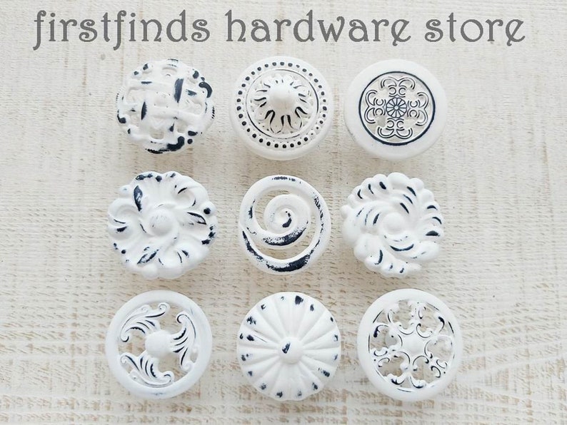 READY TO SHIP Set of 9 Knobs Shabby Chic Drawer Pulls Misfit image 0