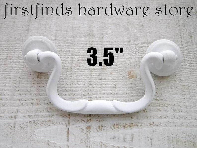 White Drawer Pulls Shabby Chic Swing Handles Dresser Furniture Etsy