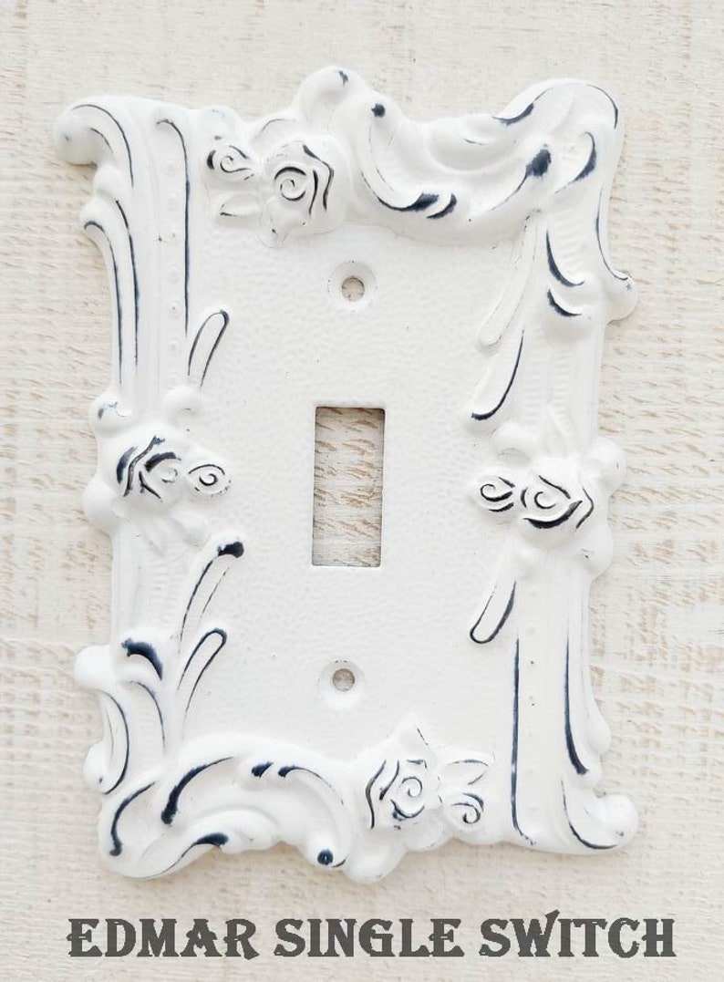 Shabby Chic White Light Switch French Farmhouse Vintage Rose Etsy
