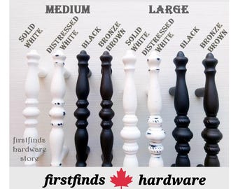 Farmhouse Drawer Handles White Painted Black Pulls Shabby Chic Hardware Cabinet Door French Country Screws Included 3inch Mounting