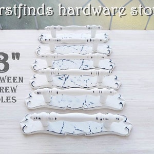 White Distressed Kitchen Cabinet Handle Shabby Chic Paint Metal Door Back Plate Drawer Carriagehouse Farmhouse Hardware Screws Include 3inch image 1