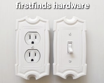 Electrical Cover Light Switch Combination Outlet Plug Plate Shabby Chic White Metal Single Painted Georgian Farmhouse Toggle Screws Included