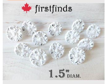Black & White Flower Knobs Shabby Chic Drawer Pull Farmhouse Kitchen Cabinet Handle Painted Cottage Chateau Furniture - 40 avail.