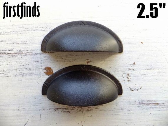 Drawer Pulls Cup Handles Dark Rustic Reclaimed Cupboard Bronze Etsy