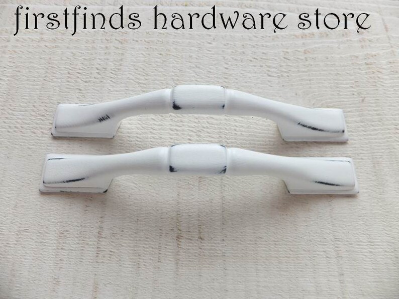 Shabby Chic White Handle Drawer Pull Kitchen Cabinet Paddle Boat Cupboard Hardware Painted Metal 3inch Swipe For More Pics S Included