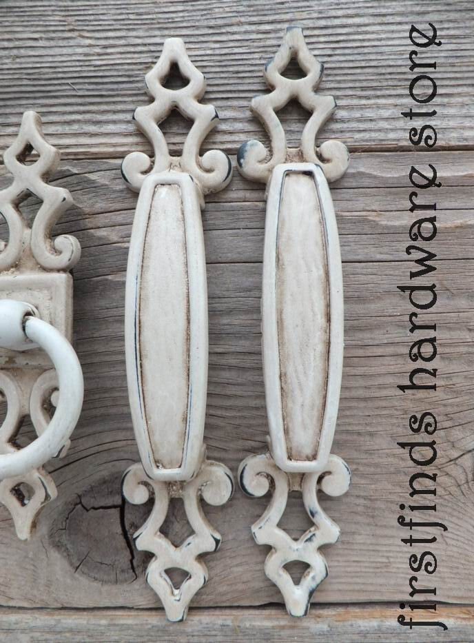 SETS OF 2 White Kitchen Pantry Handles Shabby Chic Door Pull Etsy