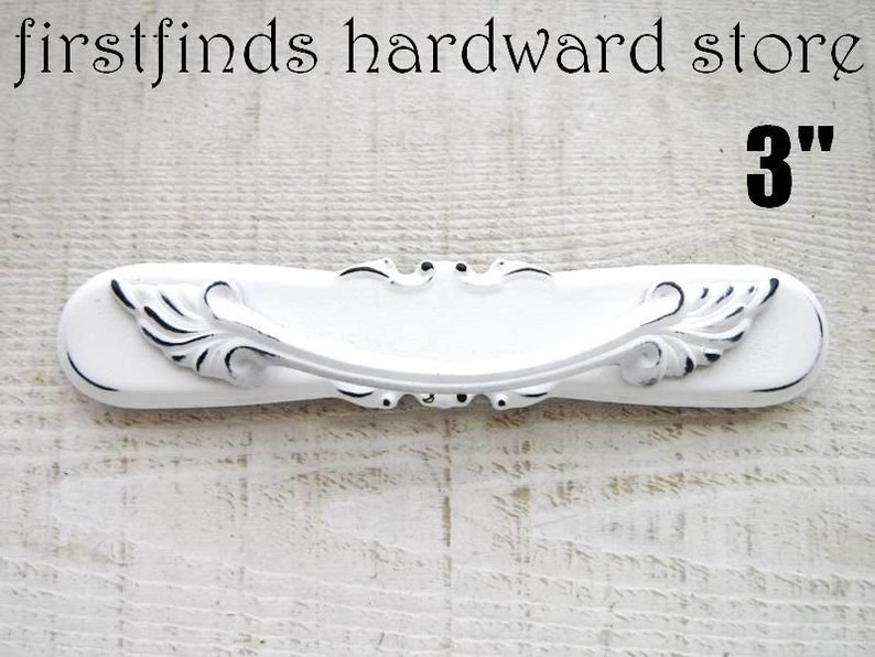 SETS OF 2 Shabby Chic White Drawer Pulls Cabinet Handles image 0