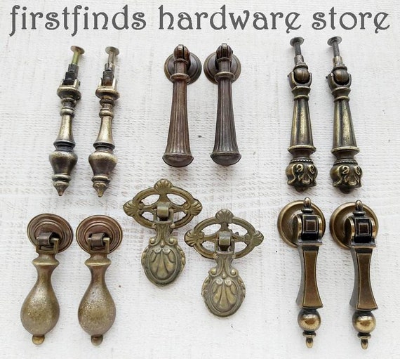 Sets Of 2 Vintage Drop Pulls Door Drawer Knobs Cabinet Kitchen Sets Of 2 Vintage Drop Pulls Door, Kitchen Cabinet Knobs And Pulls Sets