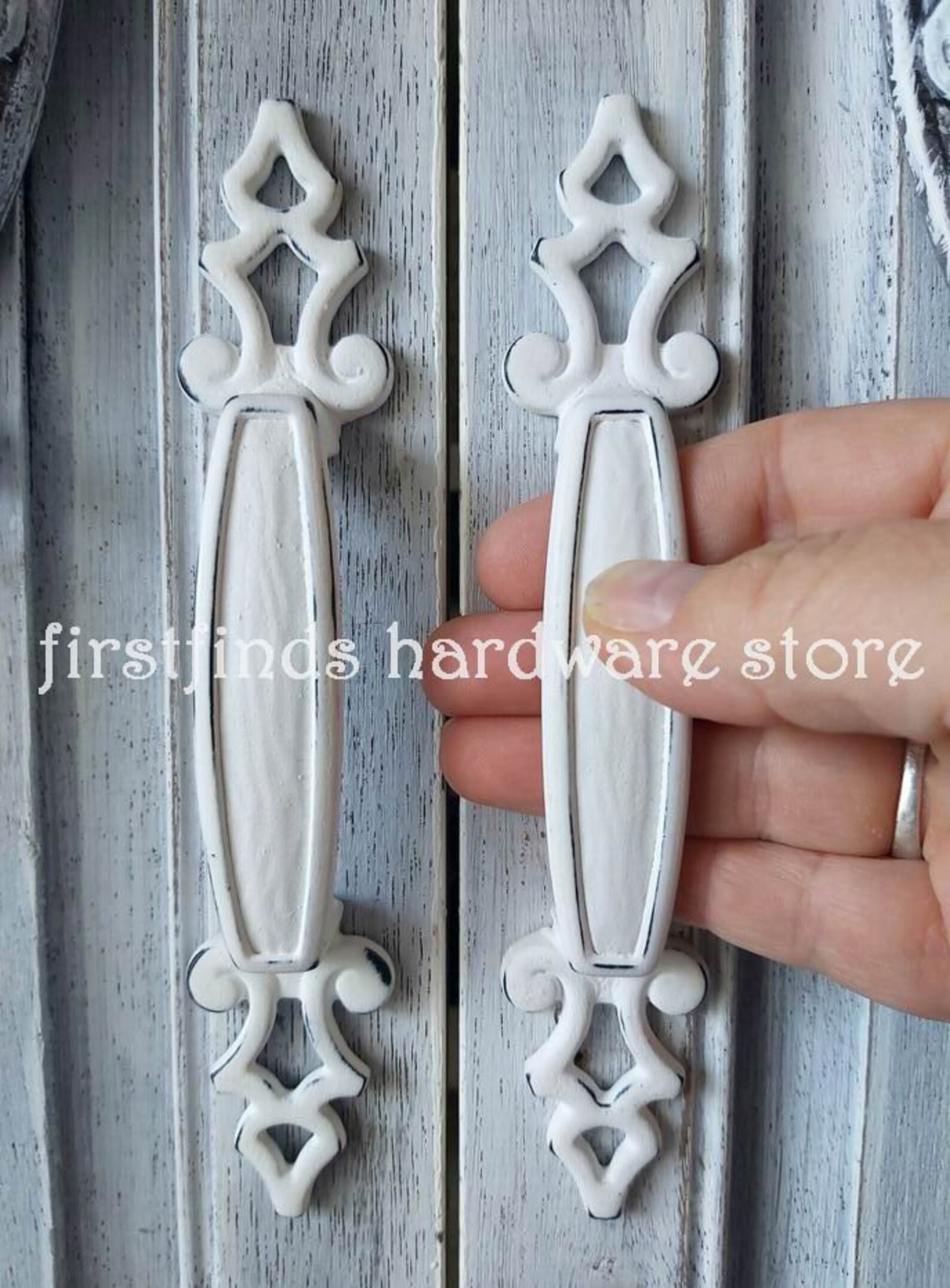 SETS OF 2 White Kitchen Pantry Handles Shabby Chic Door Pull Etsy