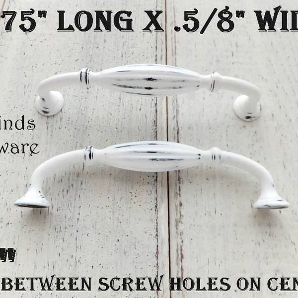 for theresa - CUSTOM LISTING - 4 Kitchen Door & Drawer Handles Painted Metal Pull Distressed White Farmhouse Hardware Screws Included 5inch