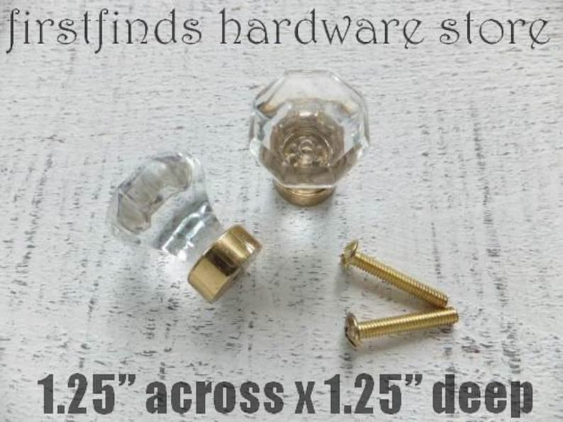 SET OF 6 Glass Drawer Pulls Cabinet Knobs Crystal Door image 0