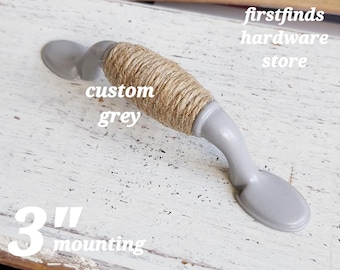 Nautical Rope Handles Wrapped Coastal Drawer Pull Cabinet Hardware Painted in White or Grey for  Seaside Beach Lake House Decor 50 AVAIL