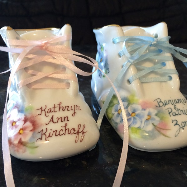 Hand Painted Porcelain Baby Shoe  Keepsakes and Gifts