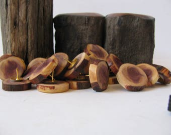 Wood thumbtacks 6, 12, 24 or 48. Push pins made of juniper wood.