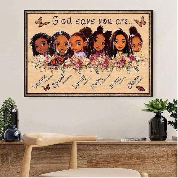 Braid Girl God Says You Are I Am Afro Queen Black Woman Poster No Frame Gift 