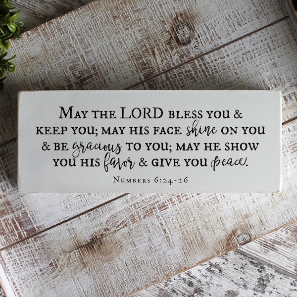 May the Lord Bless You and Keep You, Numbers 6:24-26, Distressed Bible Verse Sign, Christian Gifts, Christian Home Decor, Scripture Sign