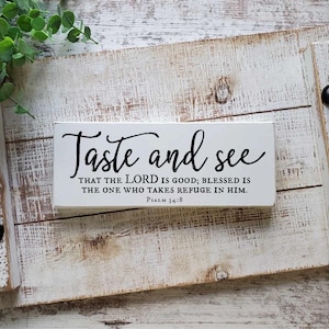 Psalm 34:8 Sign — The Lord Is Good | Faith‑Inspired Home Decor Gift