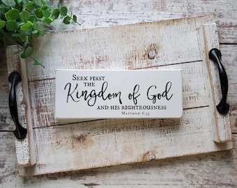 Matthew 6:33 Scripture Sign — Seek First the Kingdom of God | Encouraging Bible Verse Decor