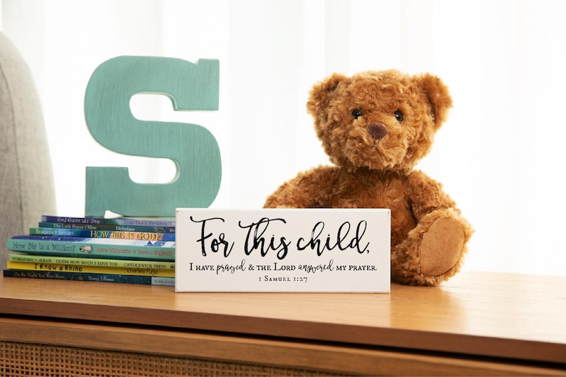 1 Samuel 1:27 Sign — For This Child | Christian Baby Gift, Nursery Scripture Art image 6