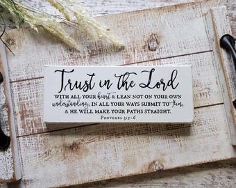 Trust in the Lord with All Your Heart — Proverbs 3:5–6 Sign | Faithful Home Decor