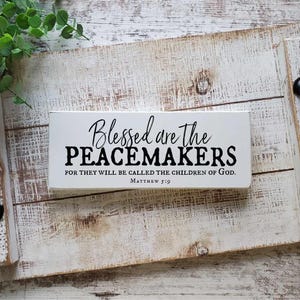 Blessed Are The PEACEMAKERS, Matthew 5:9, Police Academy Graduation Gifts, Law Enforcement Sign, Distressed Bible Verse Sign, Christian Gift