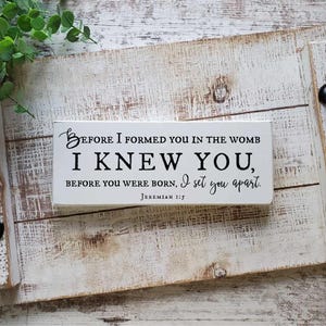 Jeremiah 1:5, Before I Formed You, Baby Shower Gift, Nursery Decor, Bible Verse Nursery, Baptism Gift, Nursery Room Decor