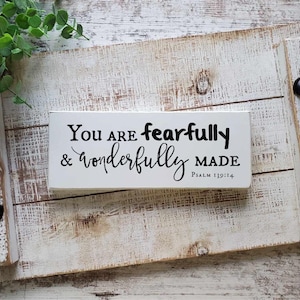Psalm 139:14, You are Fearfully and Wonderfully Made, Baby Shower Gift, Bible Verse Nursery Decor, Baptism Gift, Child Dedication Gift