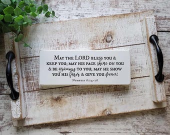 May the Lord Bless You and Keep You, Numbers 6:24-26, Distressed Bible Verse Sign, Christian Gifts, Christian Home Decor, Scripture Sign