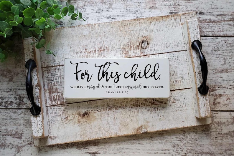 1 Samuel 1:27 Sign — For This Child | Christian Baby Gift, Nursery Scripture Art image 1