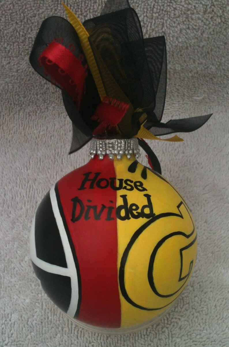 House Divided Any Teams Hand Painted Glass Christmas Ornament Etsy