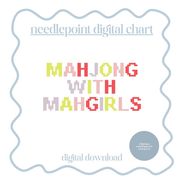 Mahjong with Mahgirls Needlepoint Chart, (Digital Download)