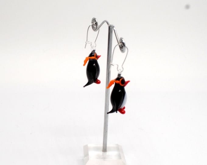 Glass Pilot Penguin Earrings