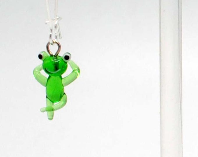 One pair of Miniature Glass Lounging Frog Earrings