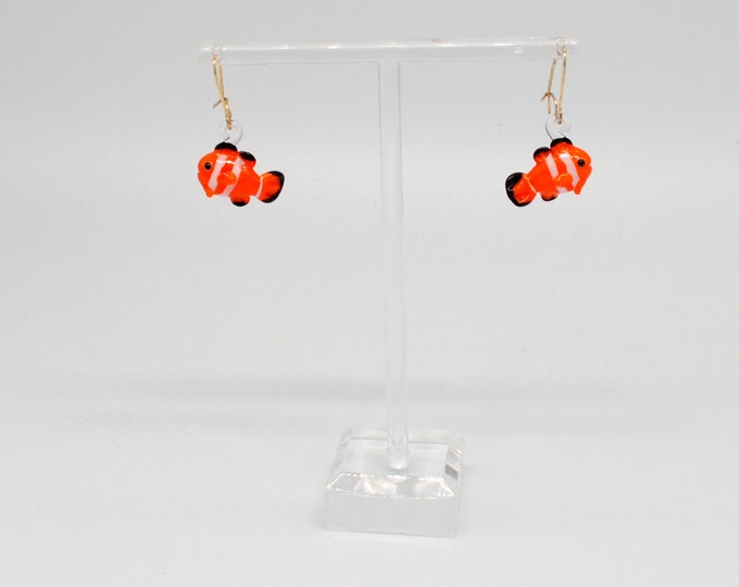 One pair of Miniature Glass Clownfish Earrings