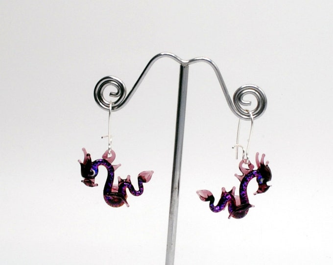 Glass Sea Dragon Earrings with Dichroic glass