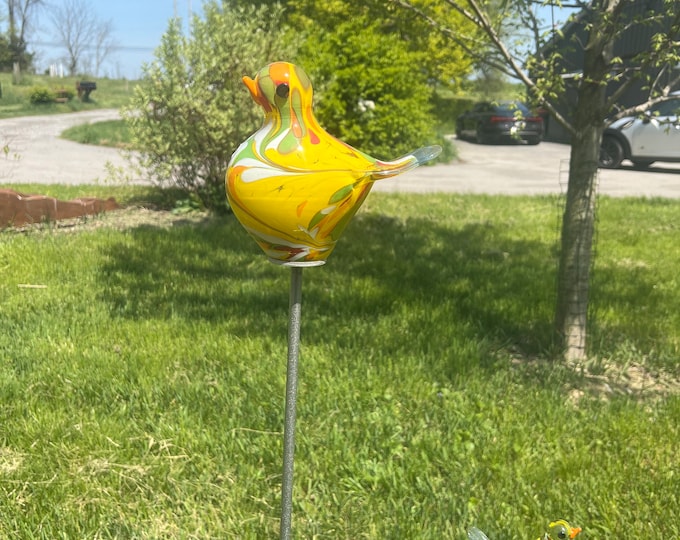 Large Chickadee Garden Sculpture - Yellow