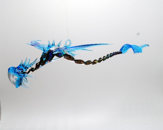 36-999 Long tail Dragon with Dichroic Glass - Aqua