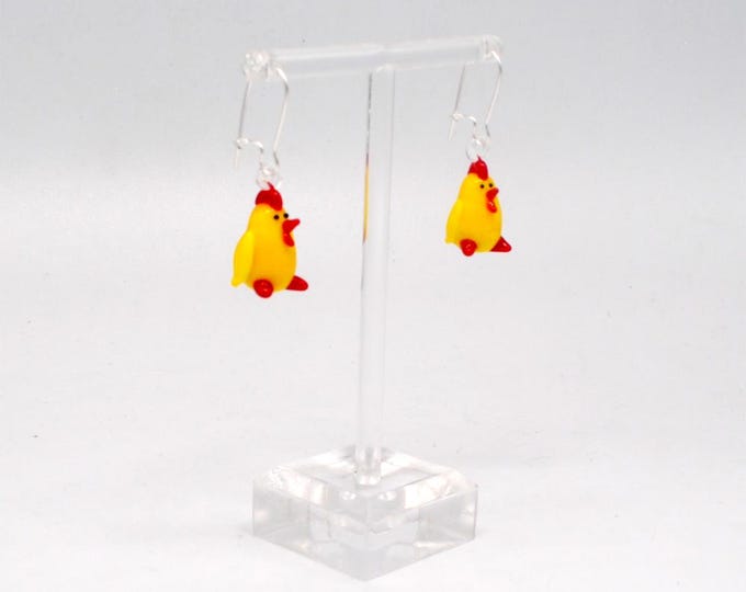 One pair of Miniature Glass Chick Earrings