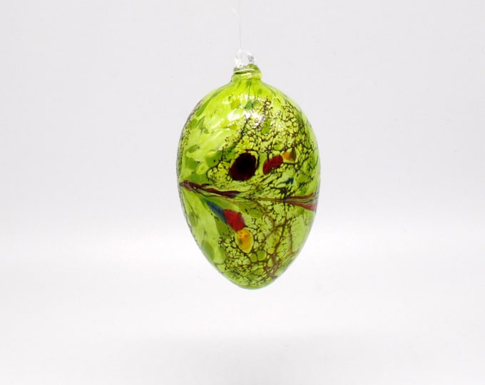 e00-69  Iridescent Egg Suncatcher - Bright Green