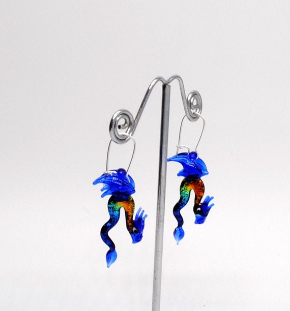 Glass Dragon Earrings with Dichroic glass