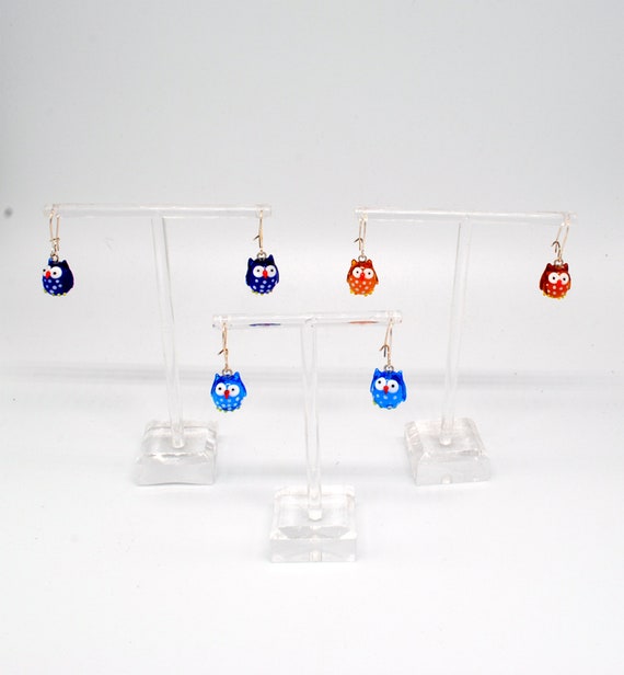 Miniature Glass Owl Earrings (1 pair for price shown)